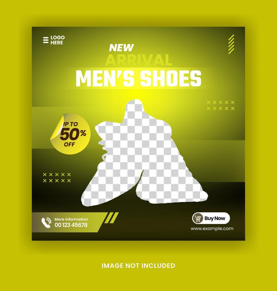 shoes social media template and web banner template with luxury yellow color style vector