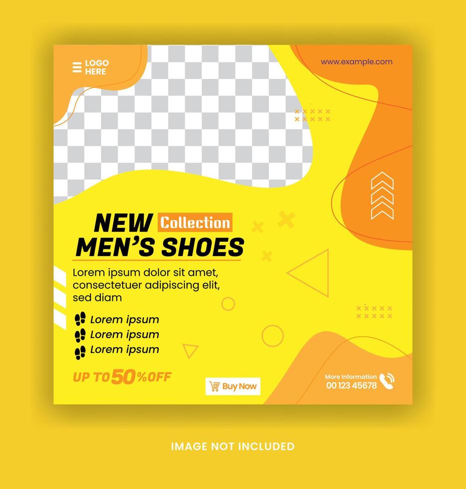 post shoes social media template and web banner template with luxury yellow color style vector