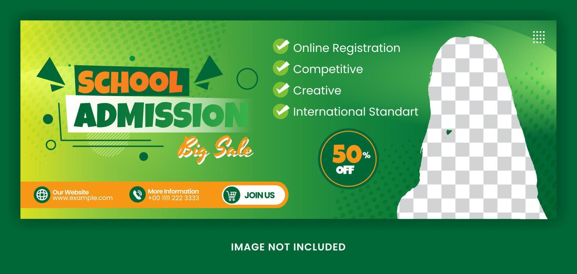 school admission baner or flyer template for social media layout vector