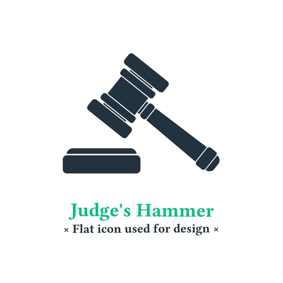 Hammer icon vector in trendy flat style design isolated on white background. Sign The judge's hammer symbol or auction hammer for web and mobile apps.