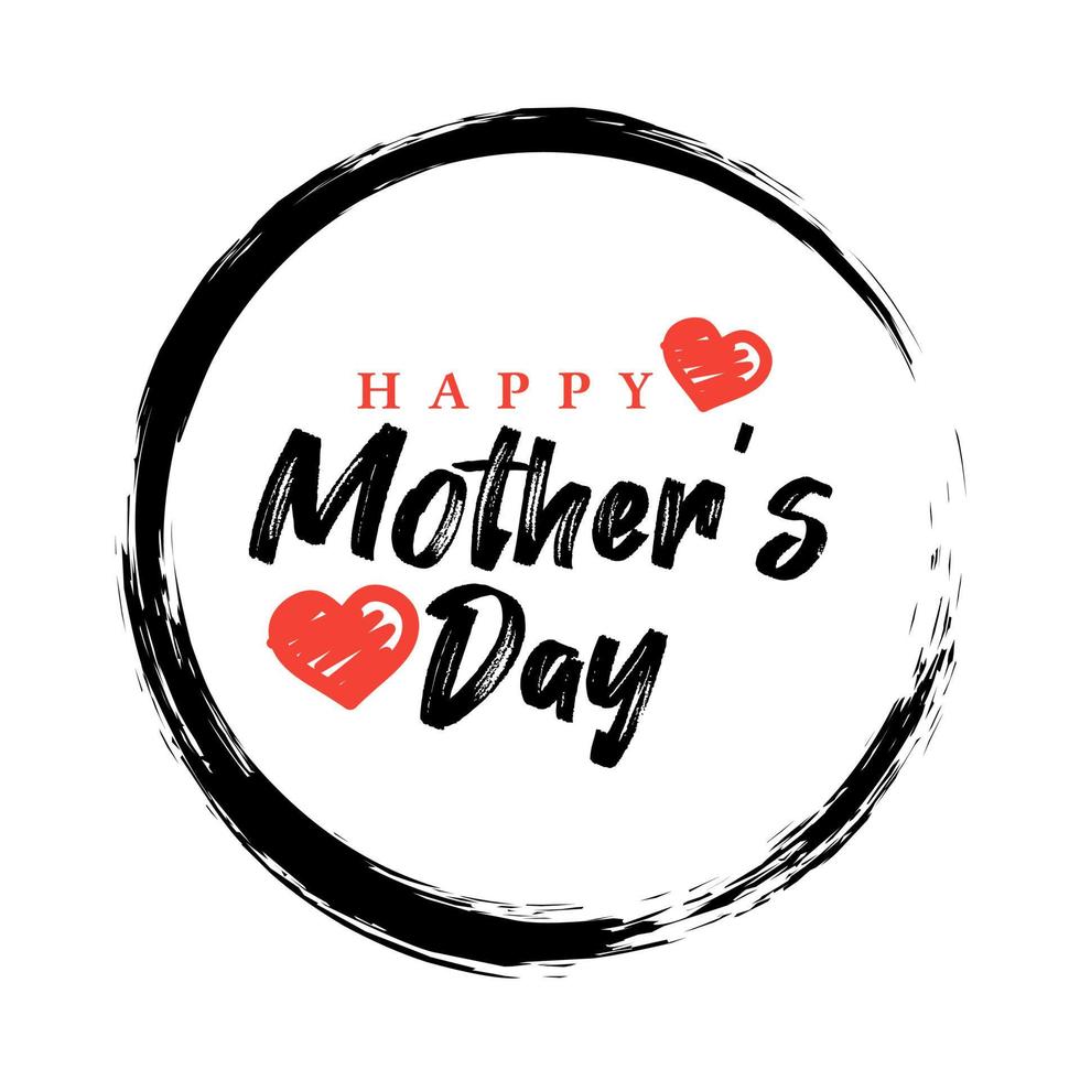 Happy mother's day greeting with heart shape love sign and happy mother's day calligraphy on white background. vector