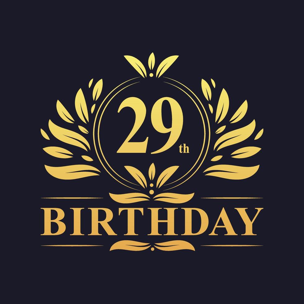 Luxury 29th Birthday Logo, 29 years celebration. vector