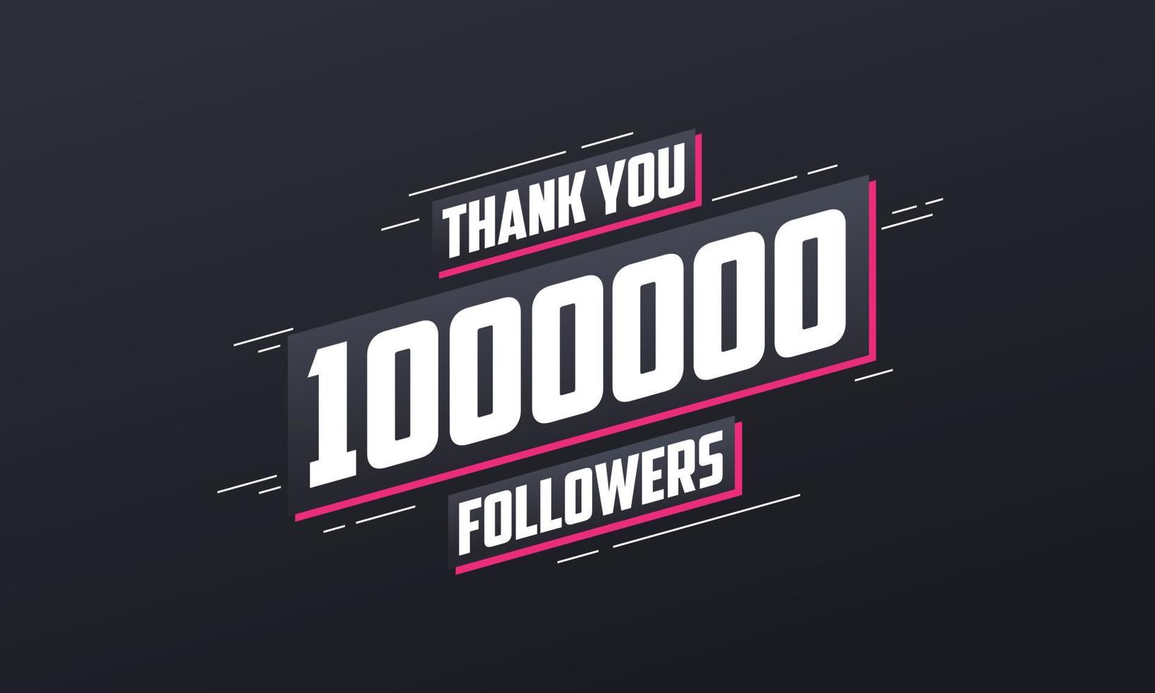 Thank you 1000000 followers, Greeting card template for social networks. vector