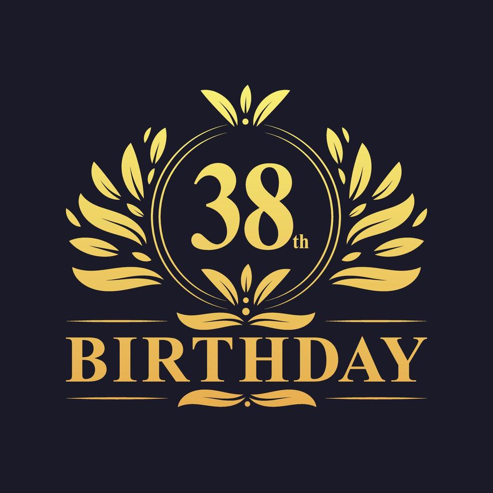 Luxury 38th Birthday Logo, 38 years celebration. vector