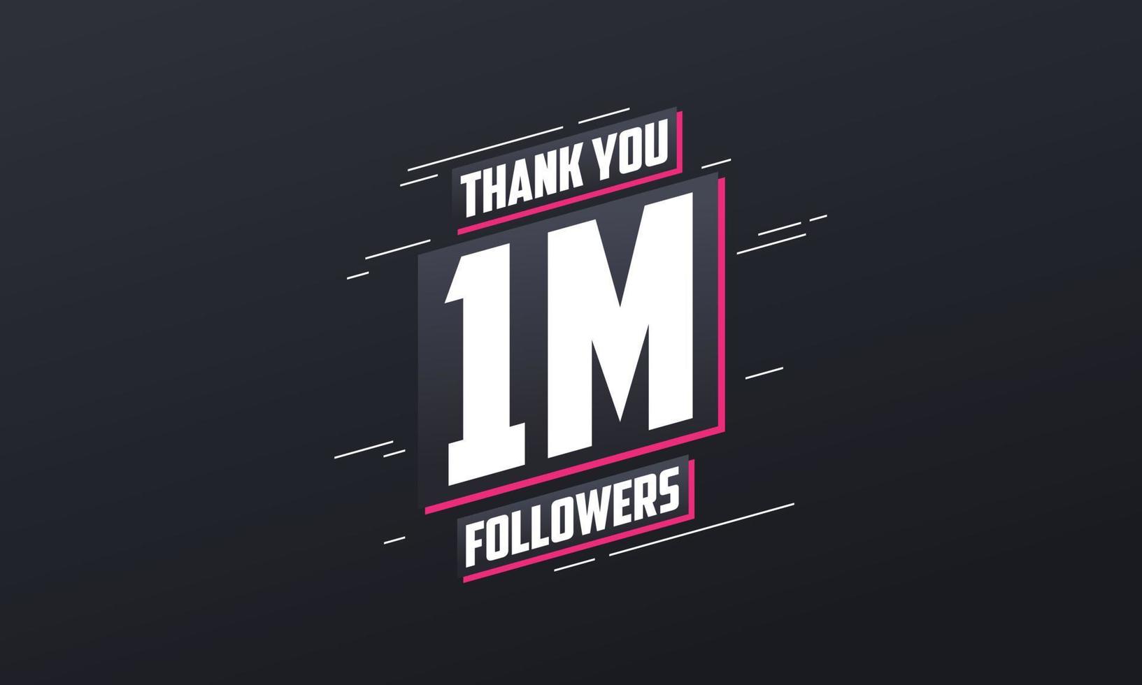 Thank you 1M followers, Greeting card template for social networks. vector