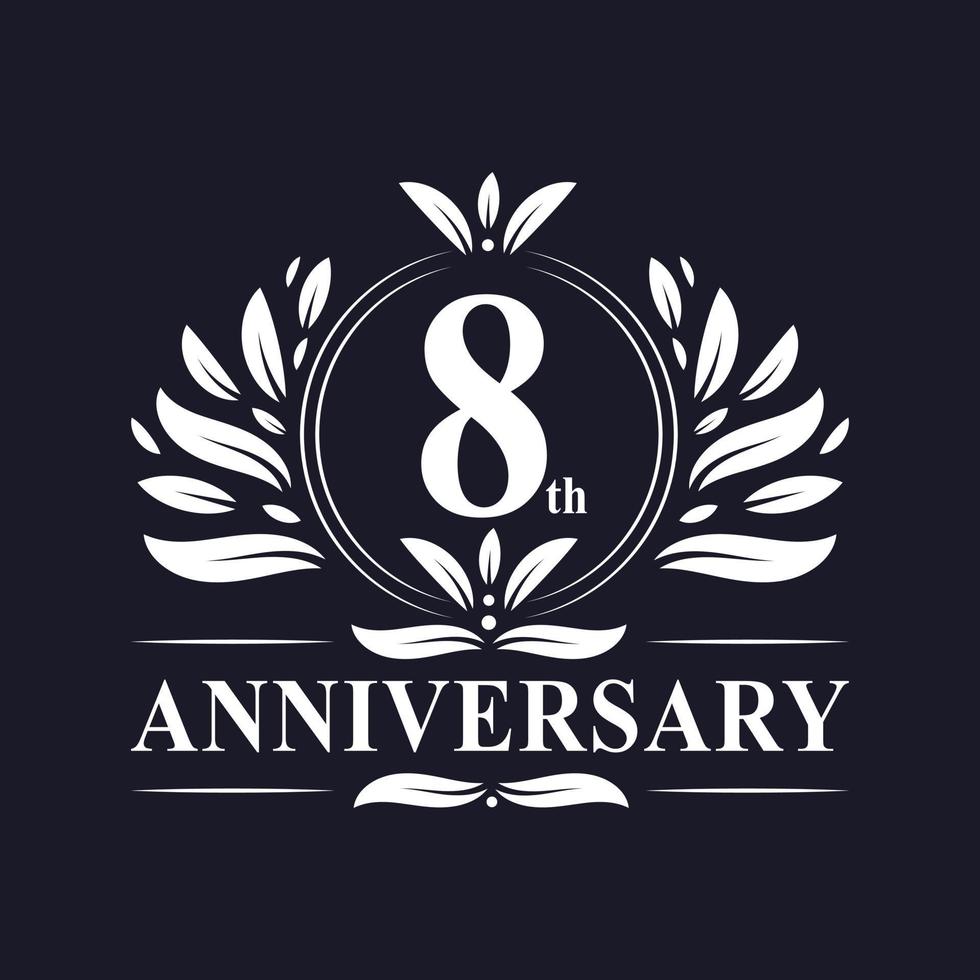 8 years Anniversary logo, luxurious 8th Anniversary design celebration. vector