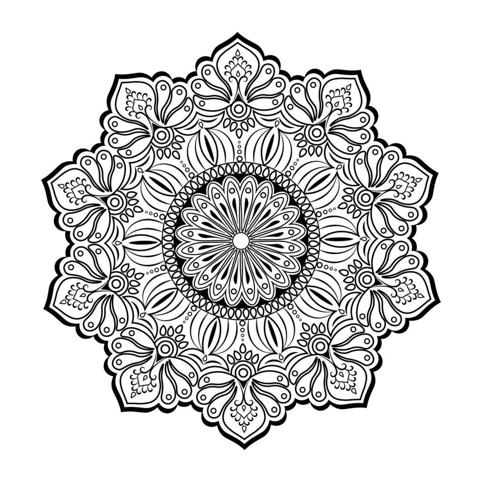 patrón circular dibujado a mano en forma de mandala para mehndi, tatuaje, decoración, henna, página de libro para colorear. vol-12 vector