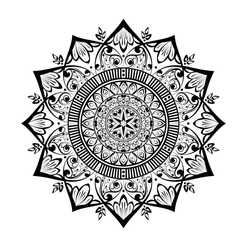 patrón circular dibujado a mano en forma de mandala para mehndi, tatuaje, decoración, henna, página de libro para colorear. vol-7 vector