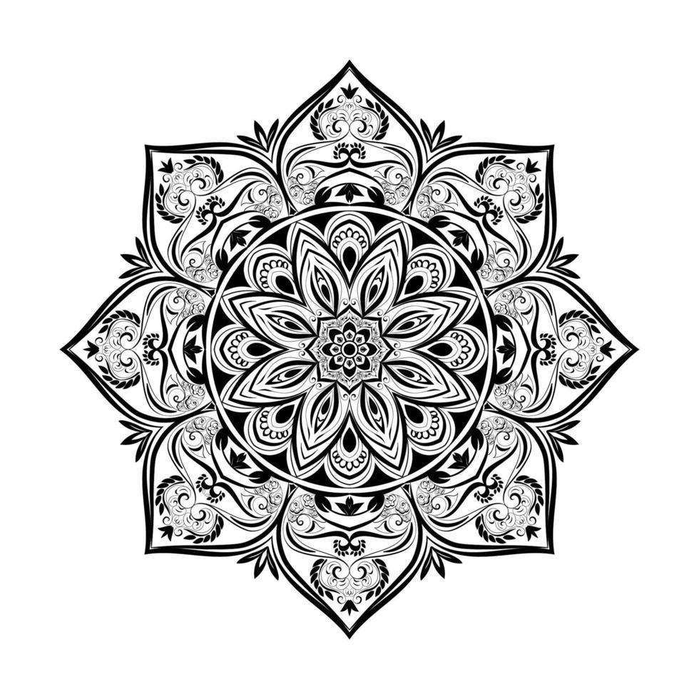 patrón circular dibujado a mano en forma de mandala para mehndi, tatuaje, decoración, henna, página de libro para colorear. Volúmen 1 vector
