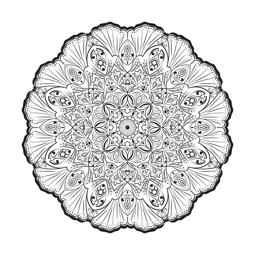 patrón circular dibujado a mano en forma de mandala para mehndi, tatuaje, decoración, henna, página de libro para colorear. vol-9 vector