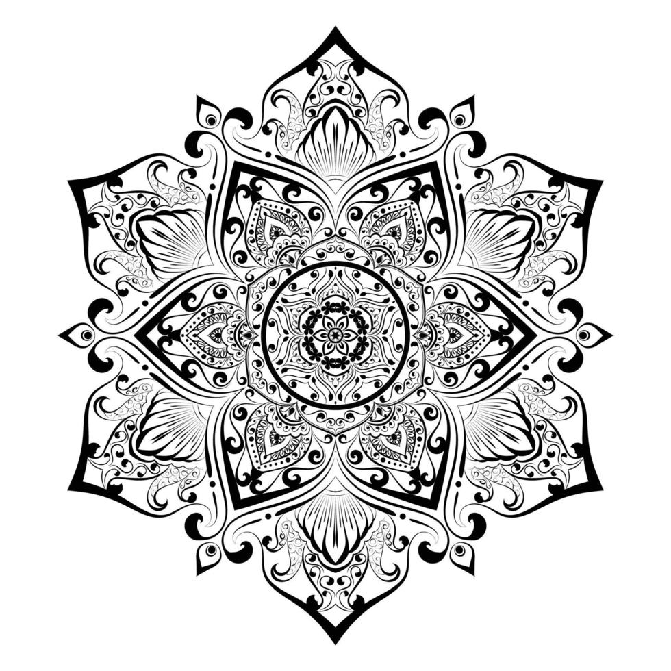 patrón circular dibujado a mano en forma de mandala para mehndi, tatuaje, decoración, henna, página de libro para colorear. vol-17 vector