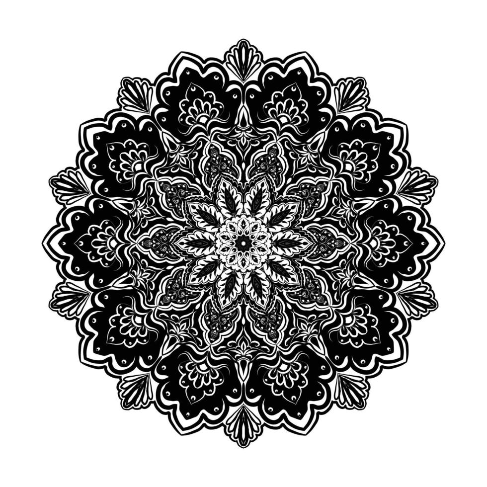 patrón circular dibujado a mano en forma de mandala para mehndi, tatuaje, decoración, henna, página de libro para colorear. vol-8 vector