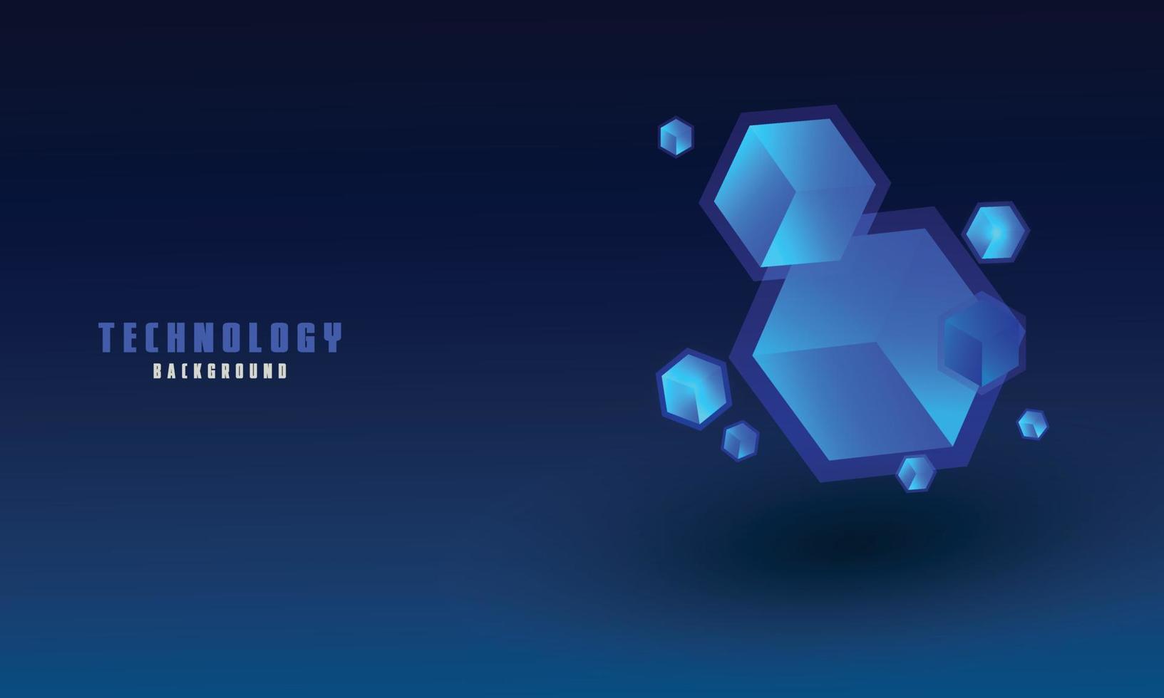 Vector realistic 3d cubes with blue glowing on dark blue background.