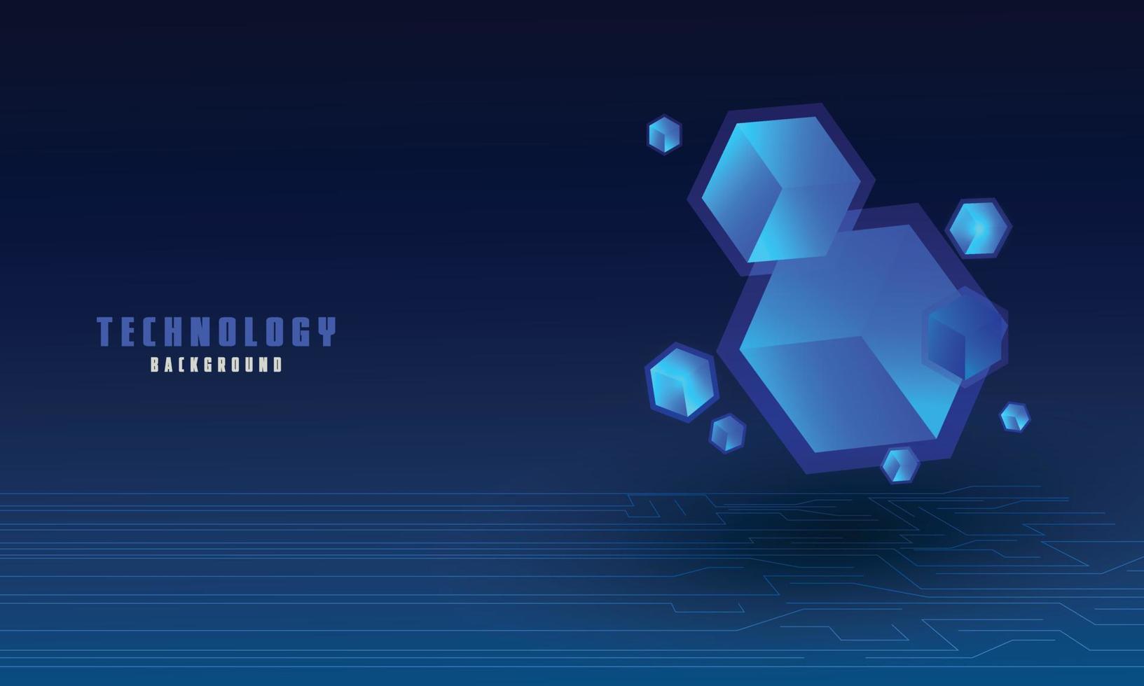 Vector realistic 3d cubes with blue glowing on dark blue circruit background.