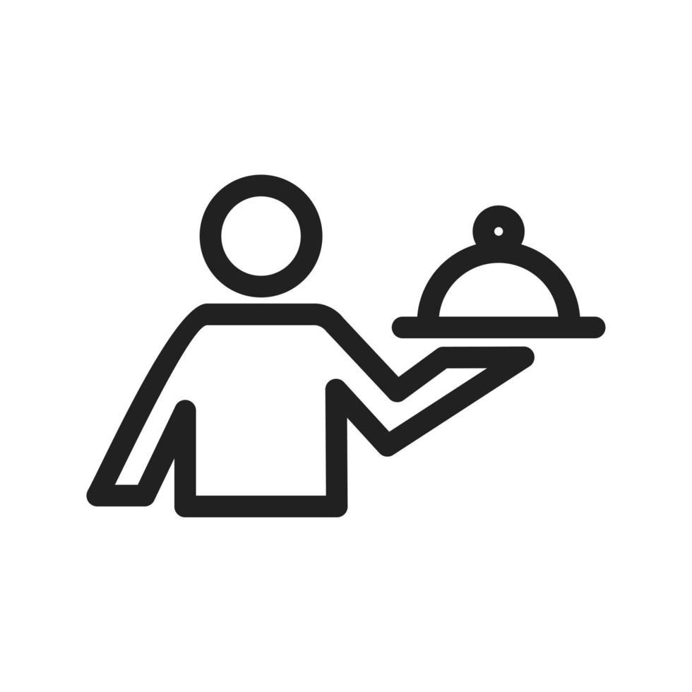 Man Serving Food Line Icon vector