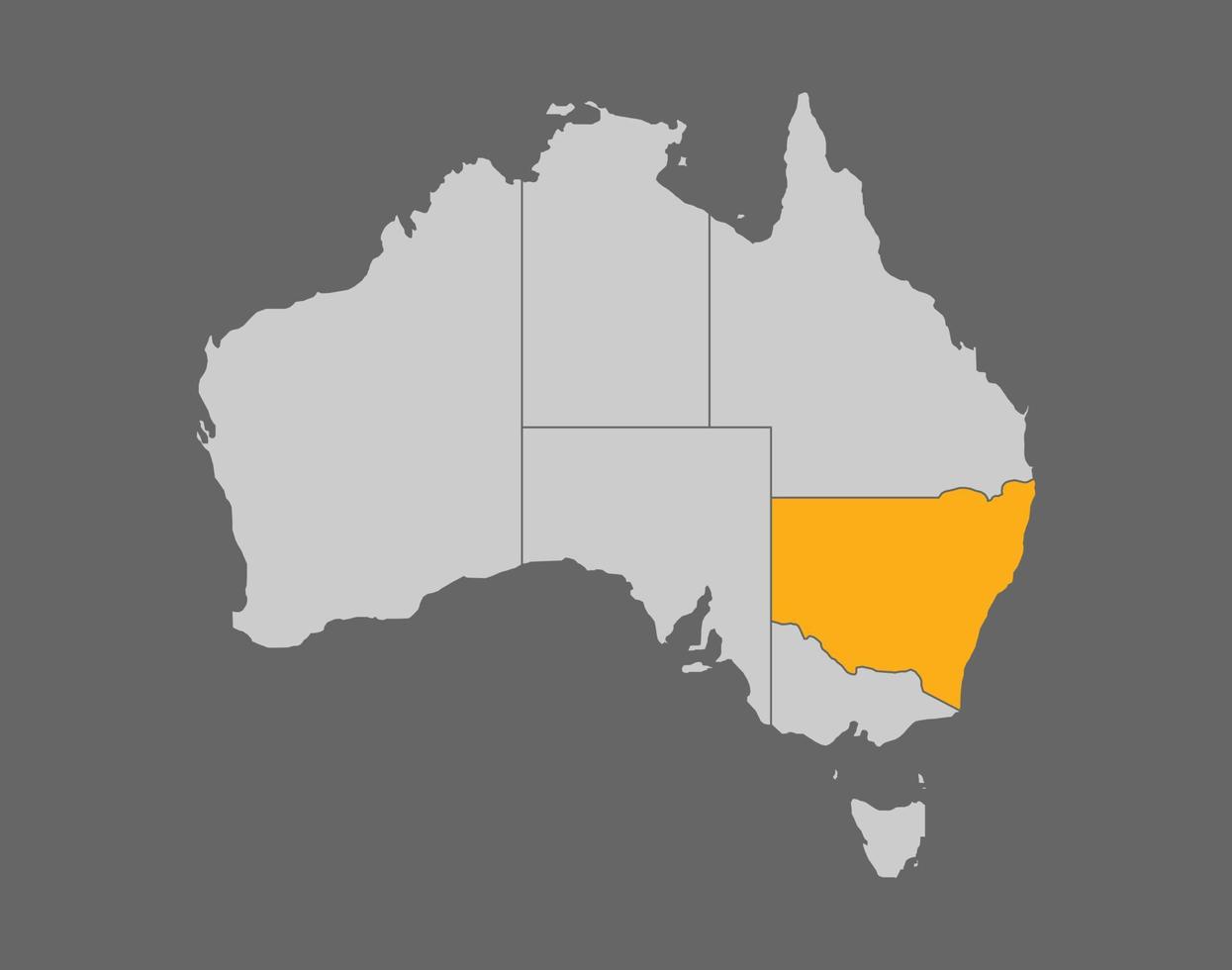 New South Wales highlight vector map on gray background