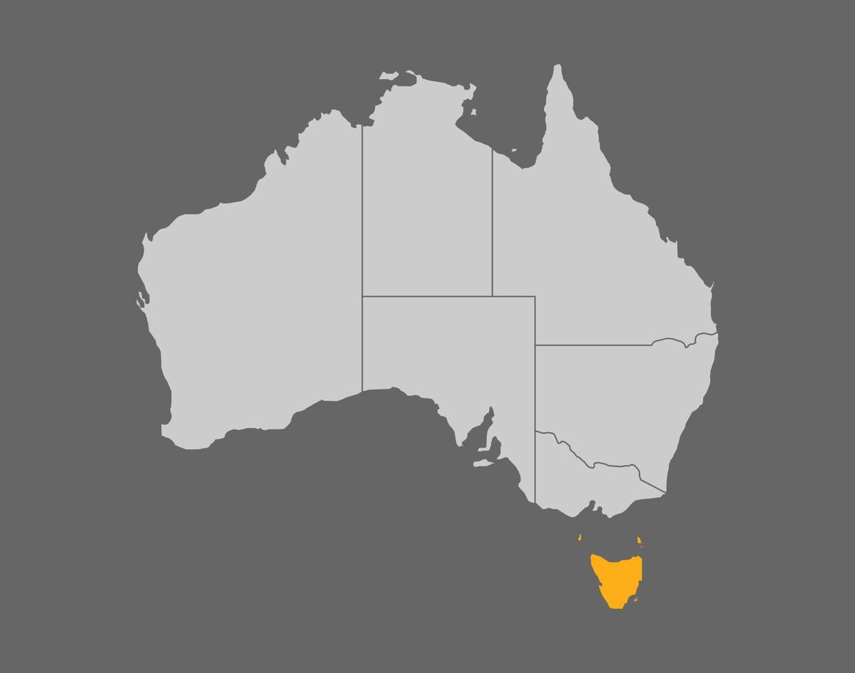 Tasmania resalta el mapa vectorial sobre fondo gris vector