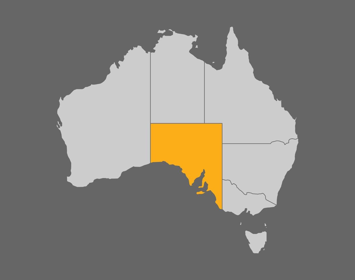 mapa destacado de australia del sur sobre fondo gris. vector