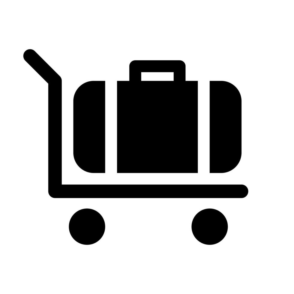 Luggage trolley black vector icon on white background