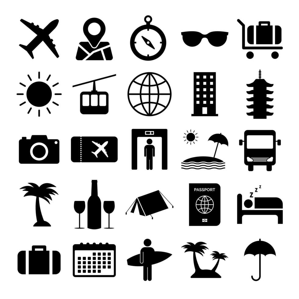 Travel vector icon set on white background