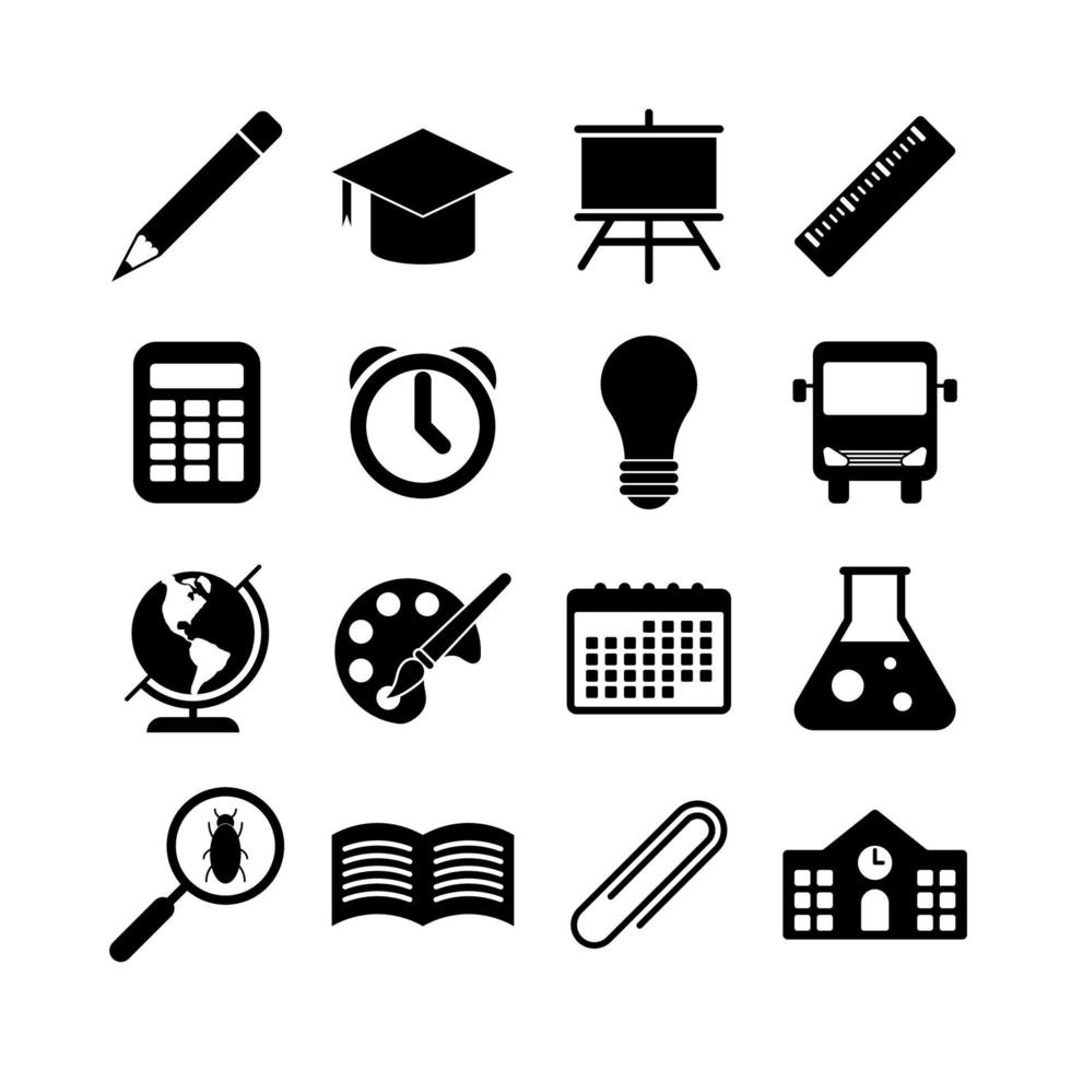 conjunto de iconos de vector de escuela aislado sobre fondo blanco