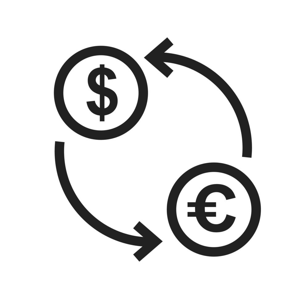 Dollar to Euro Convert Line Icon vector