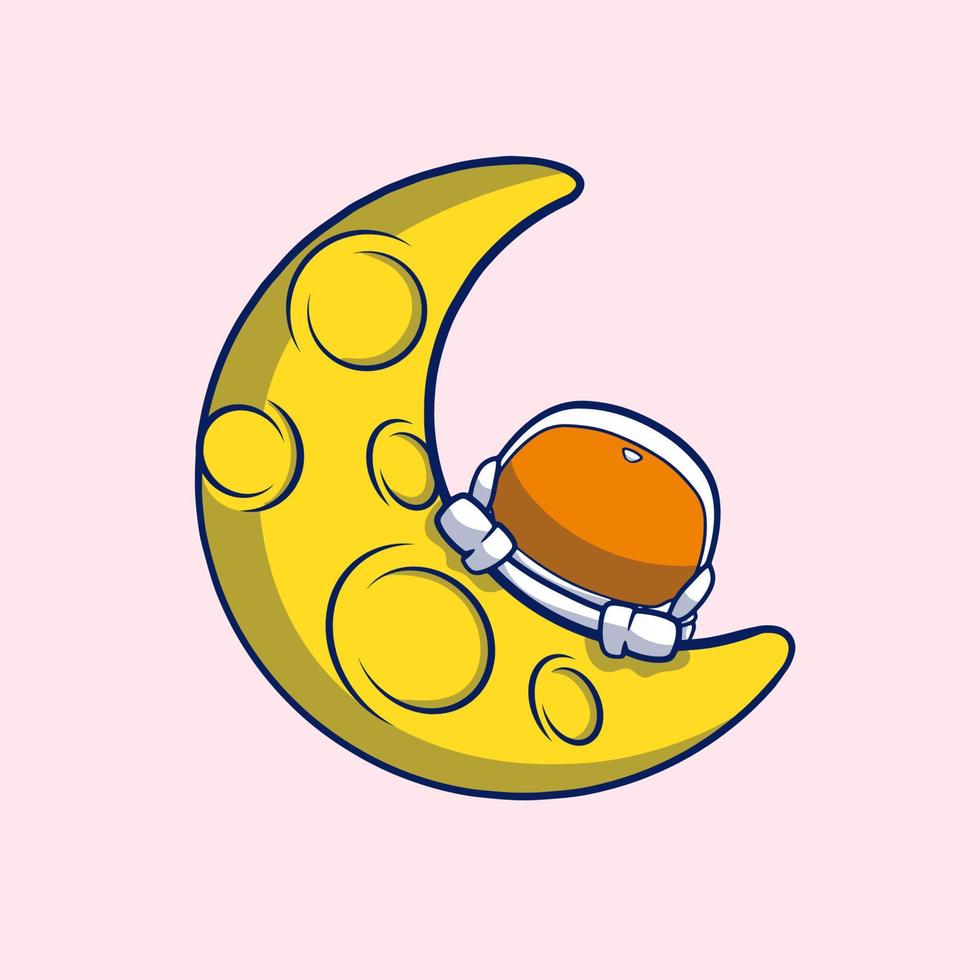 cute cartoon astronaut hiding on the moon vector