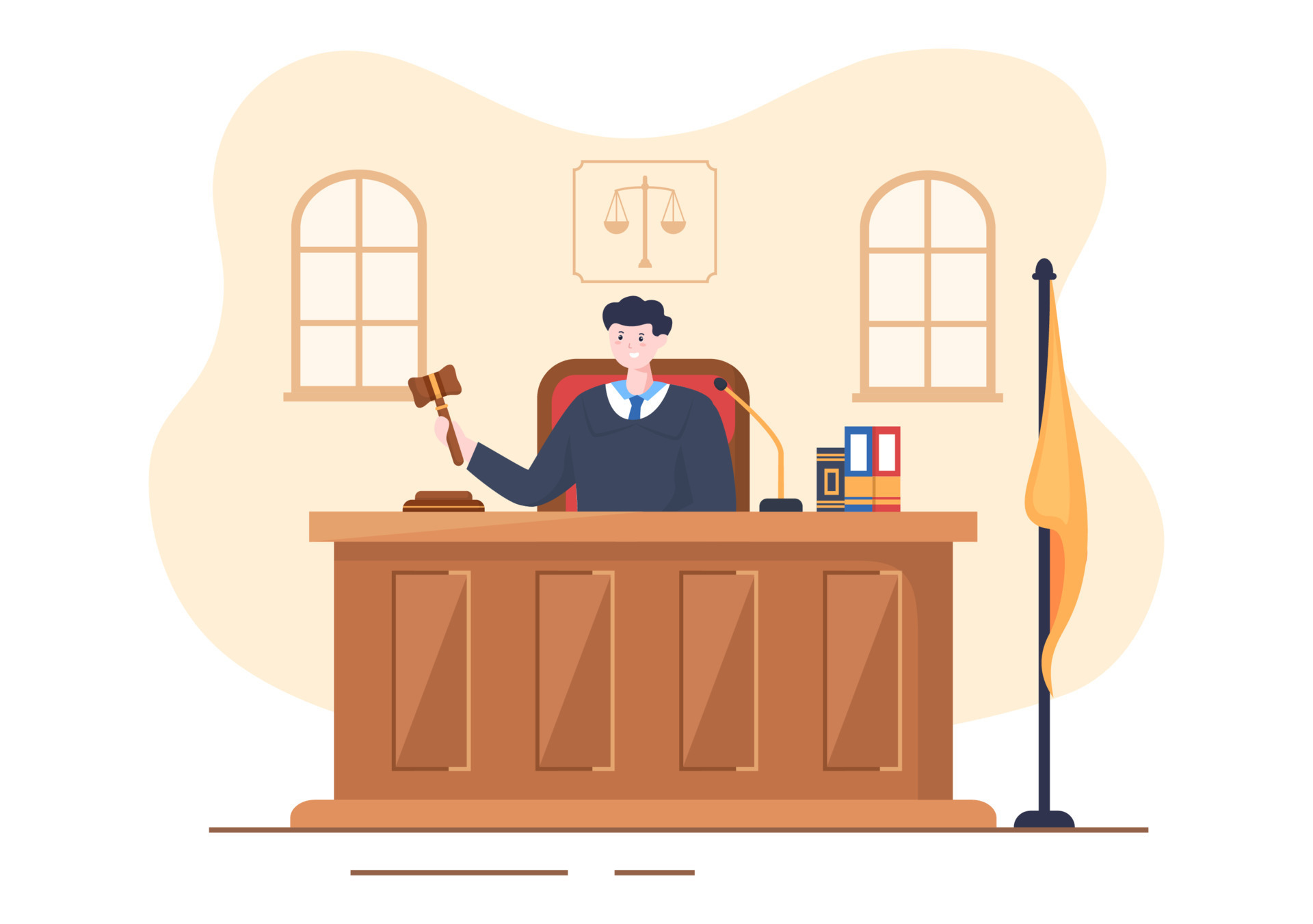 Court Room with Lawyer, Jury Trial, Witness or Judges and the Wooden  Judge's Hammer in Flat Cartoon Design Illustration 7630247 Vector Art at  Vecteezy