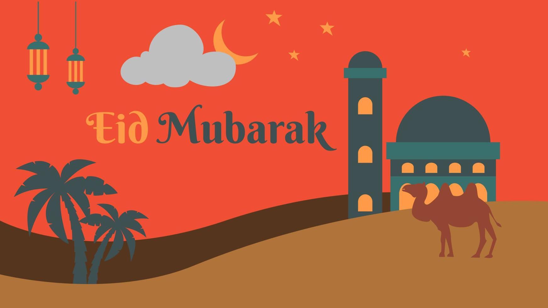 eid mubarak background with bohemian style vector