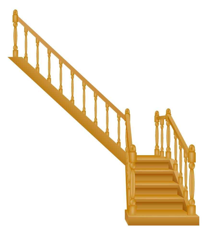 stairs for the house inside to the second floor made of wooden vector illustration isolated on white background