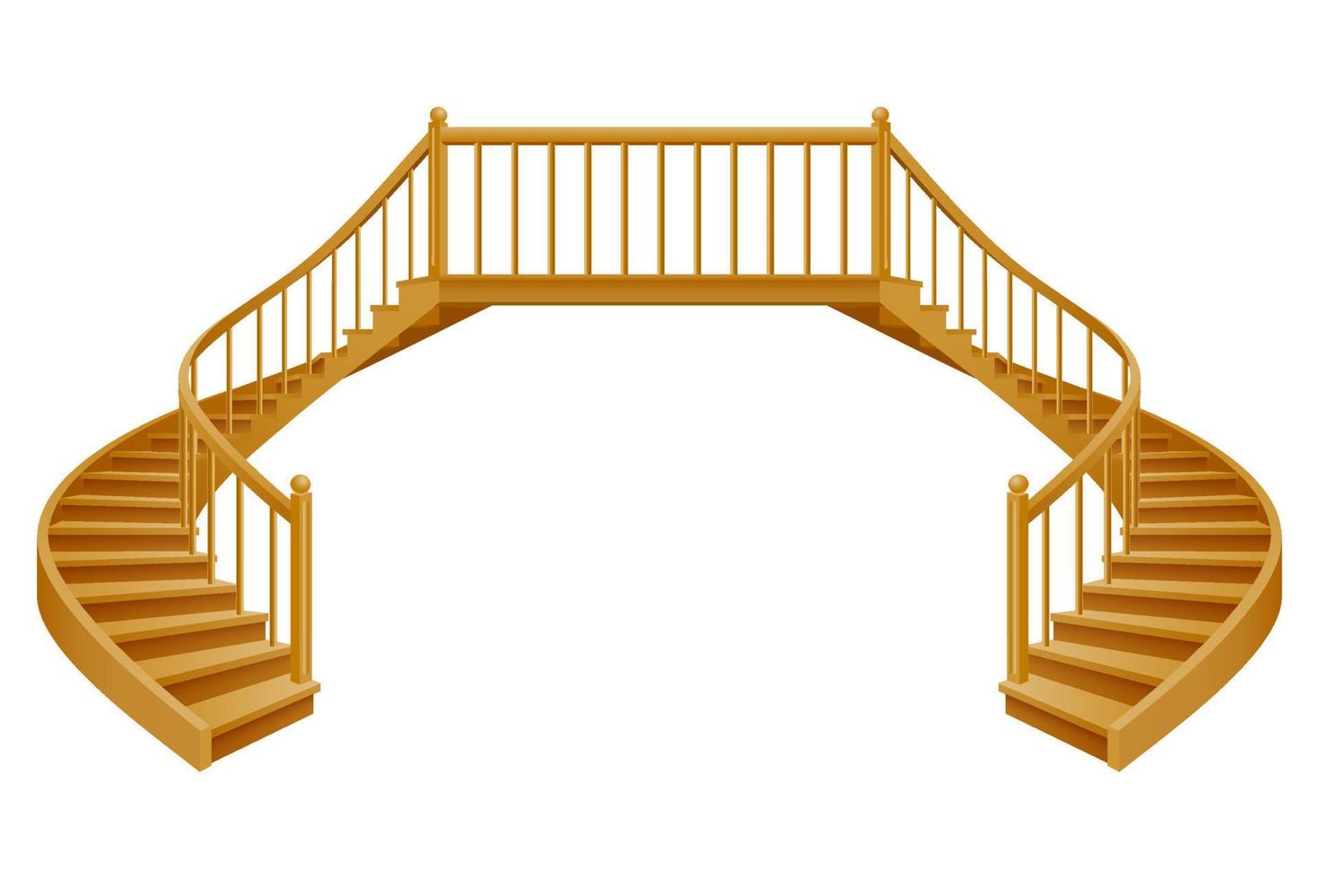 stairs for the house inside to the second floor made of wooden vector illustration isolated on white background
