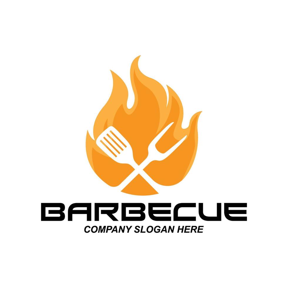 barbecue logo design, grilled meat food, company vector illustration, sticker, screen printing