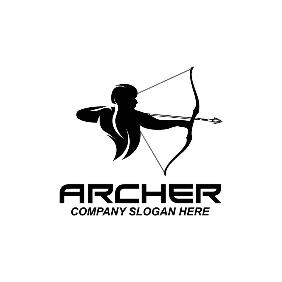 diseño de logotipo de caza arquero, objetivo de dirección de flecha, ilustración de vector de protector real
