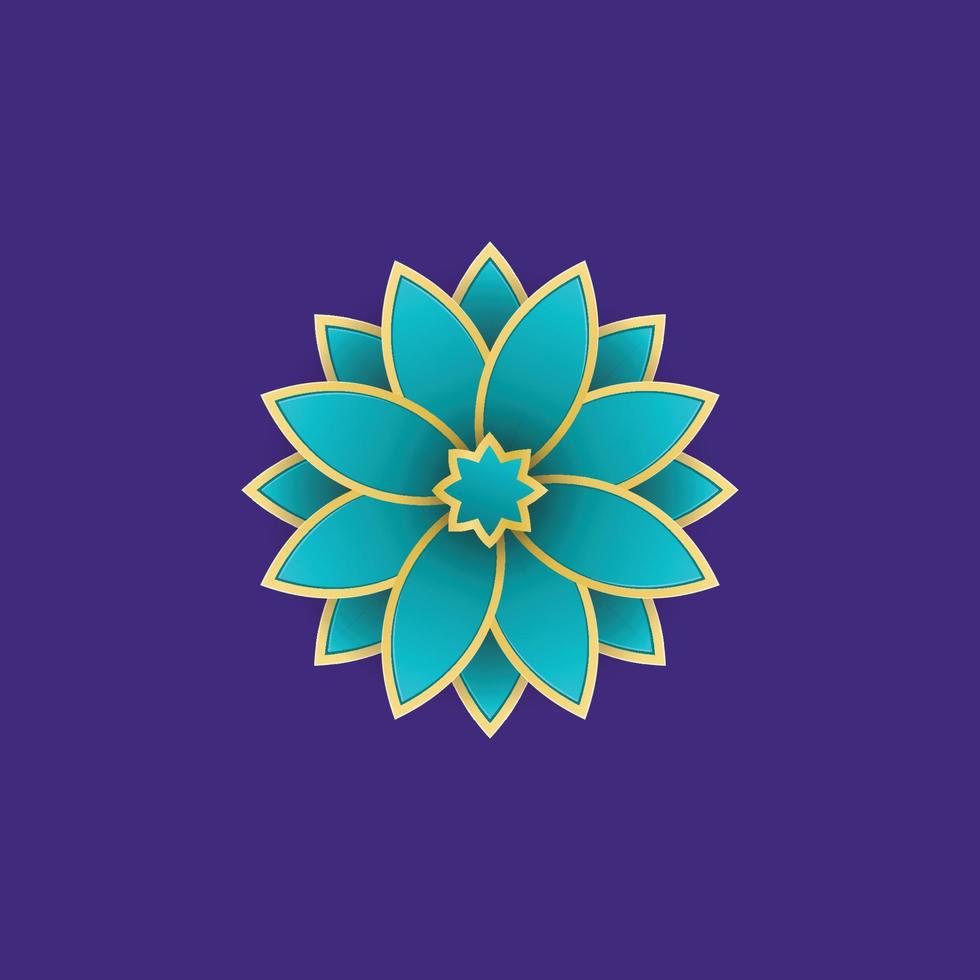 realistic turquoise flowers with purple background for ornament in design vector