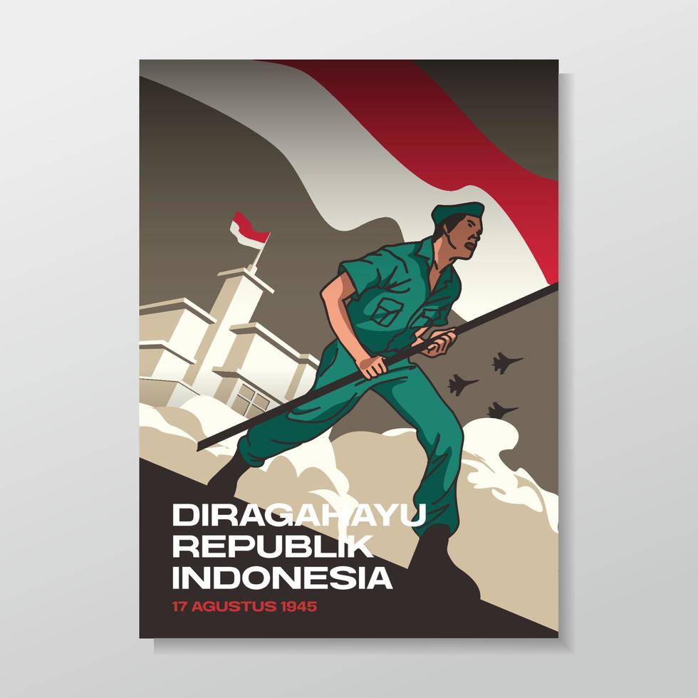 cartel de celebración del día de la independencia de indonesia vector