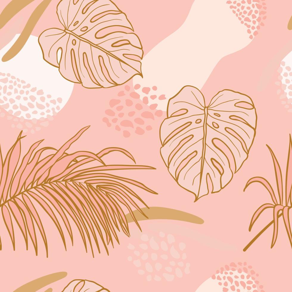 Beautifull tropical leaves branch  seamless pattern design. Tropical leaves, monstera leaf seamless floral pattern background. Trendy brazilian illustration. Spring summer design for fashion, prints vector