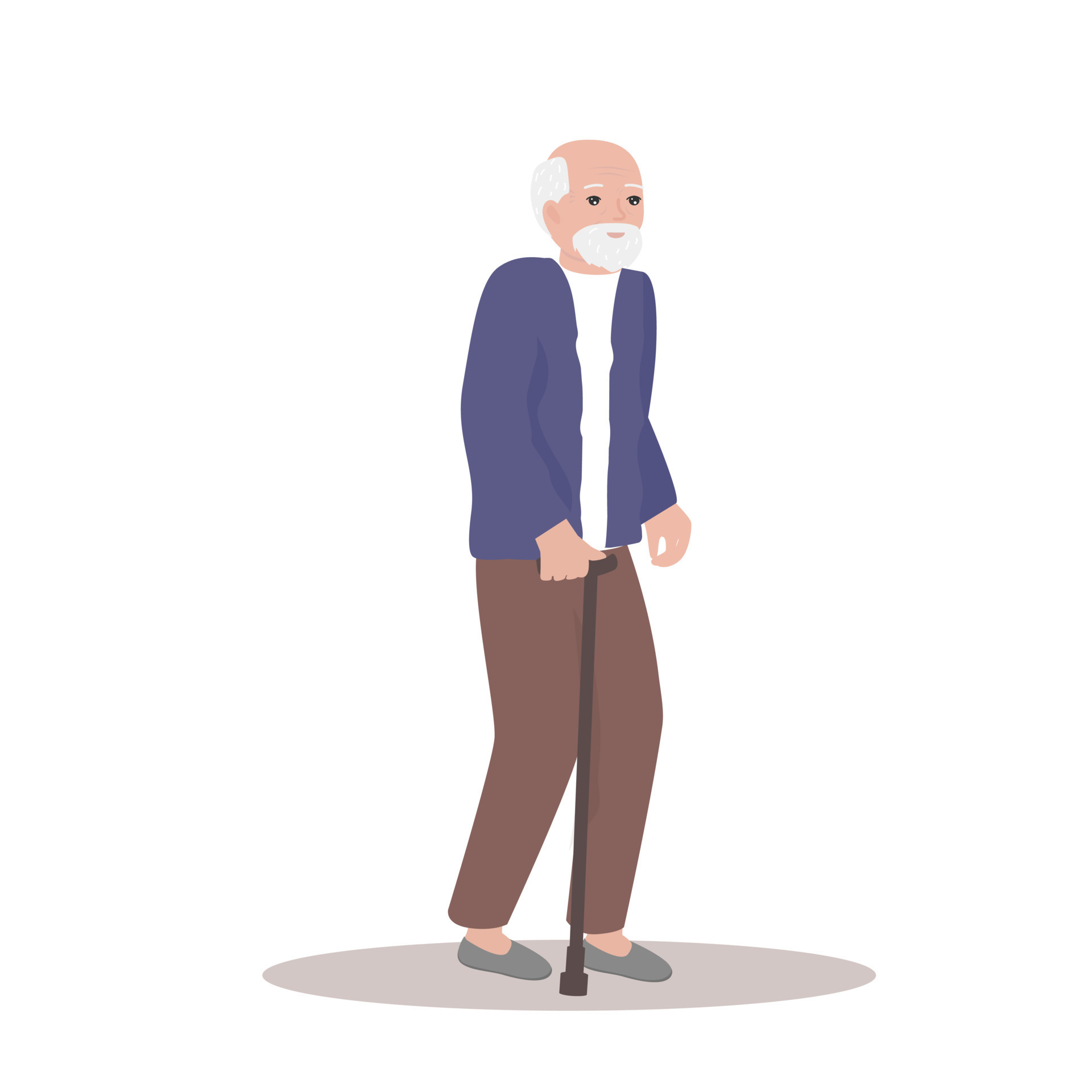 old man walking cartoon