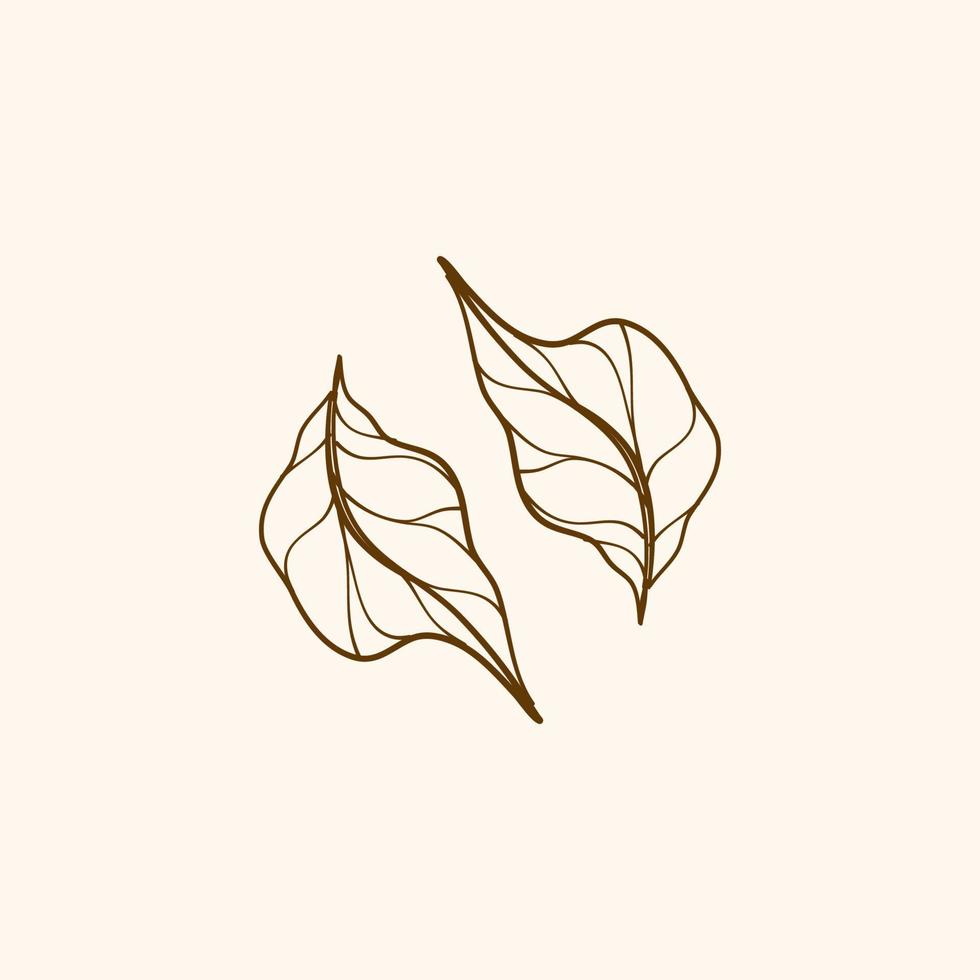 Leaf decorations, simple design of leaf, leaf outline element vector
