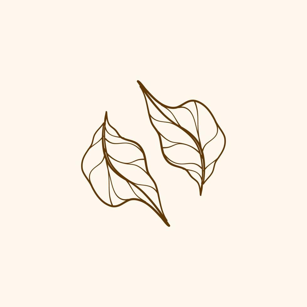 Leaf decorations, simple design of leaf, leaf outline element vector