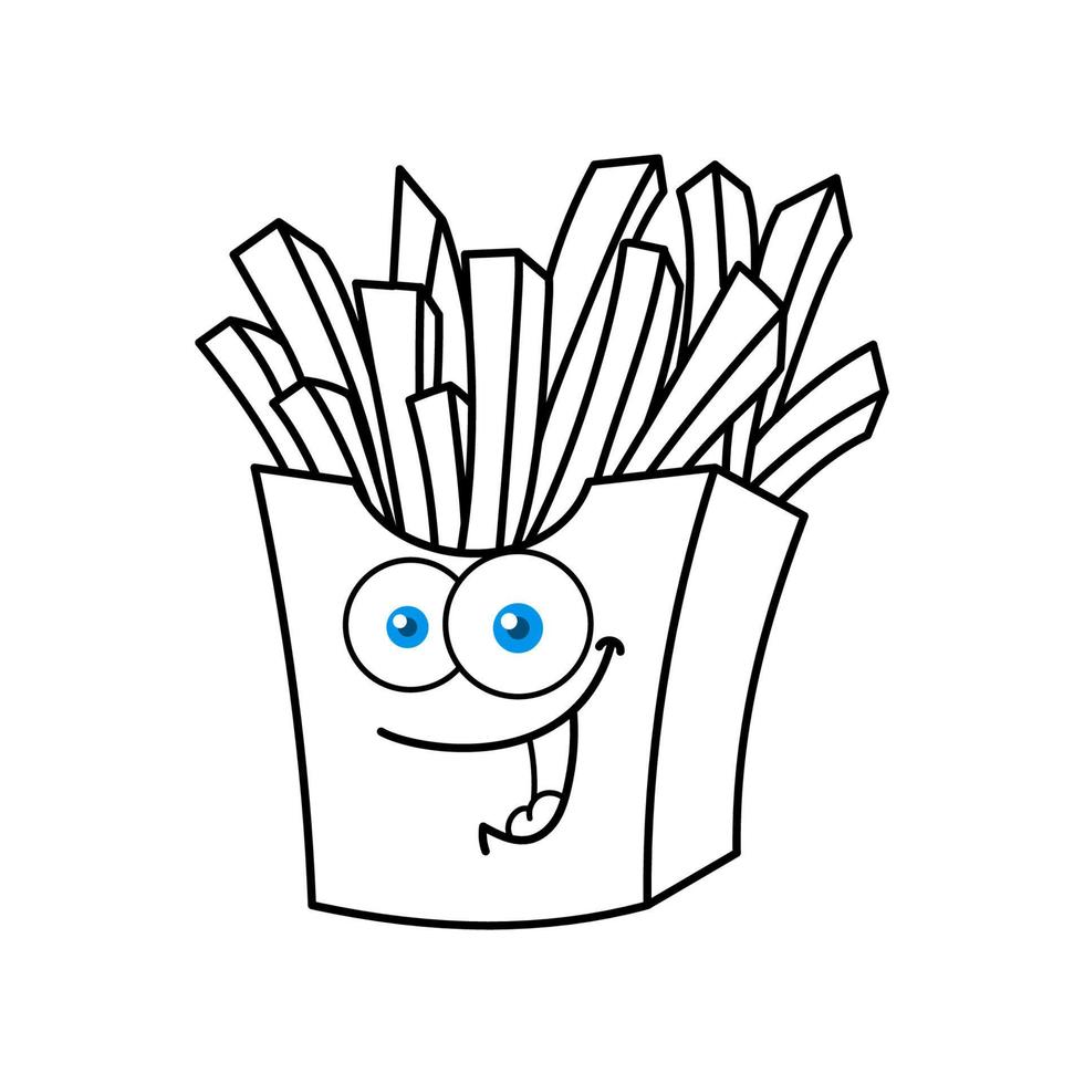 divertido personaje de dibujos animados de papas fritas vector