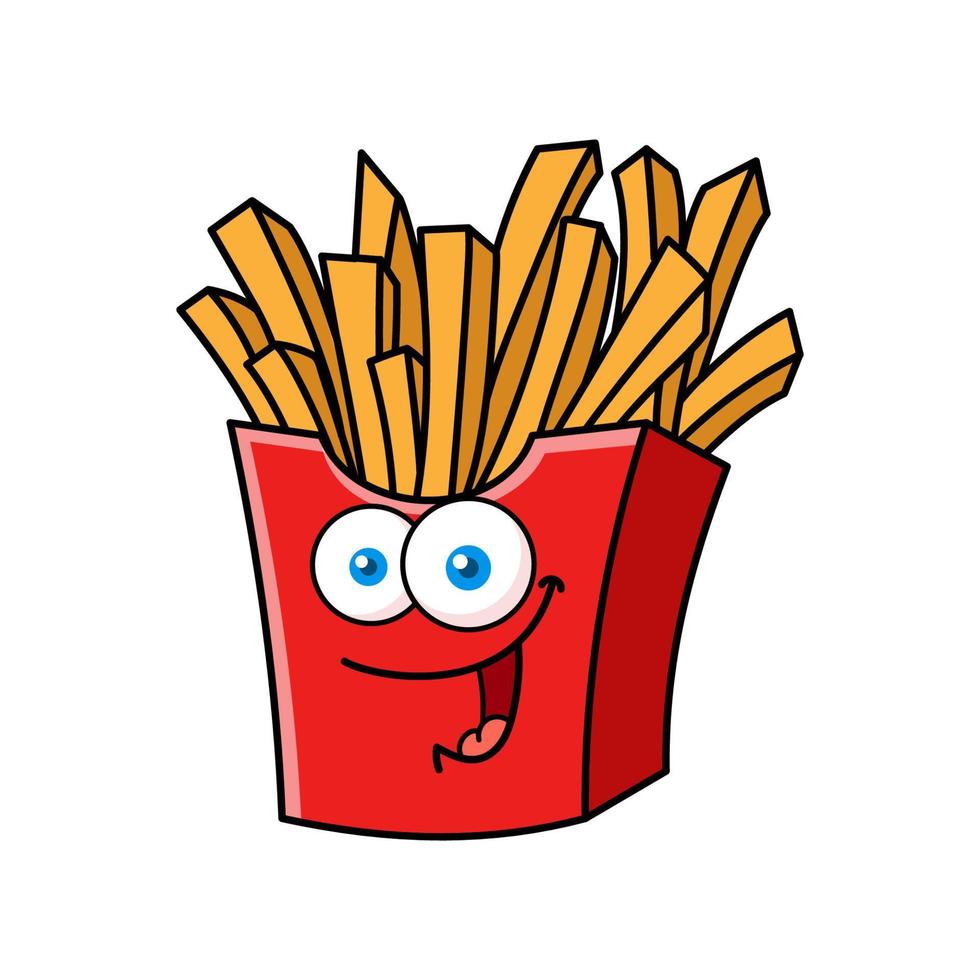 divertido personaje de dibujos animados de papas fritas vector