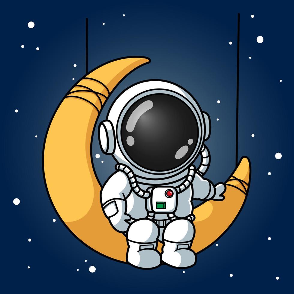 Cute Astronaut Sitting On The Crescent Moon vector