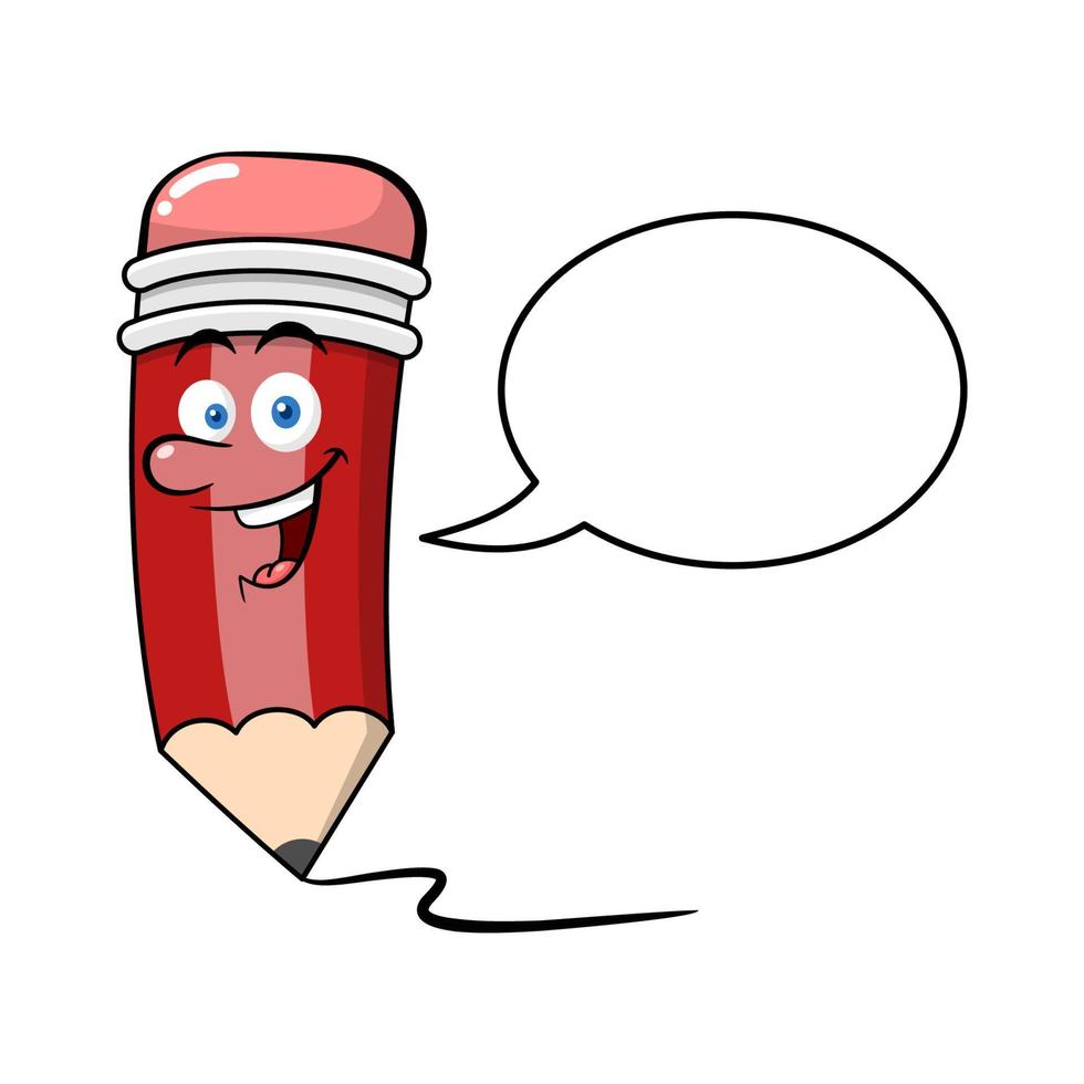 Pencil Cartoon Character With Speech Bubble vector