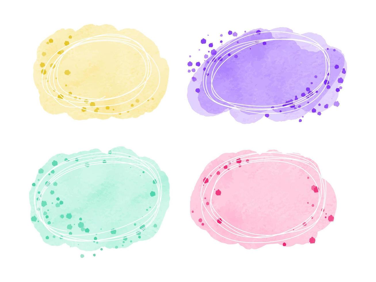 Pastel watercolor spots set with white frames as a background for inscriptions. Collection of colorful backgrounds vector