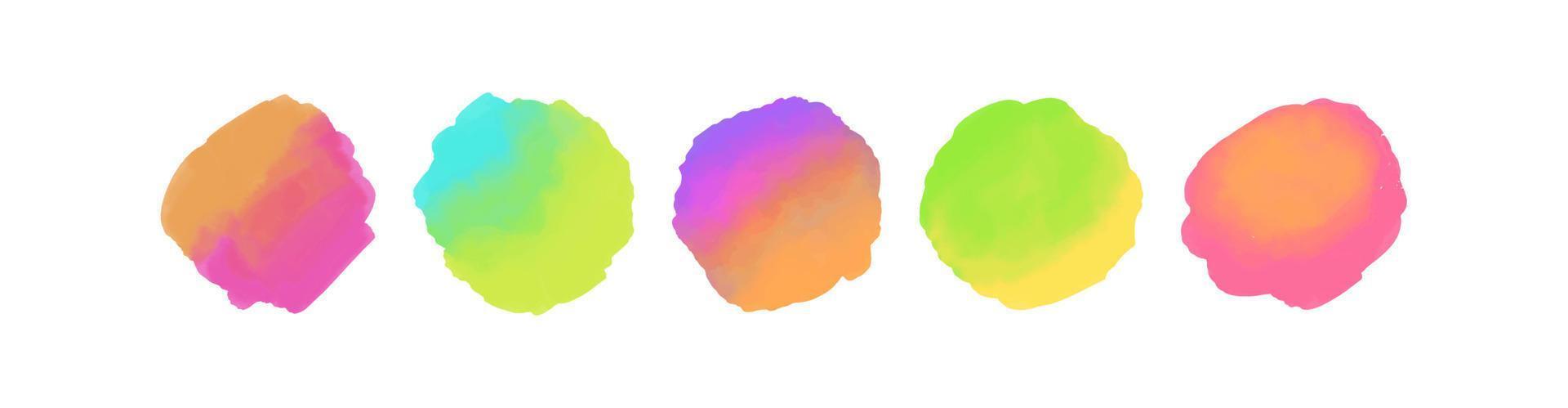 Set of round abstract watercolor backgrounds with bright gradient colors. Vector illustration