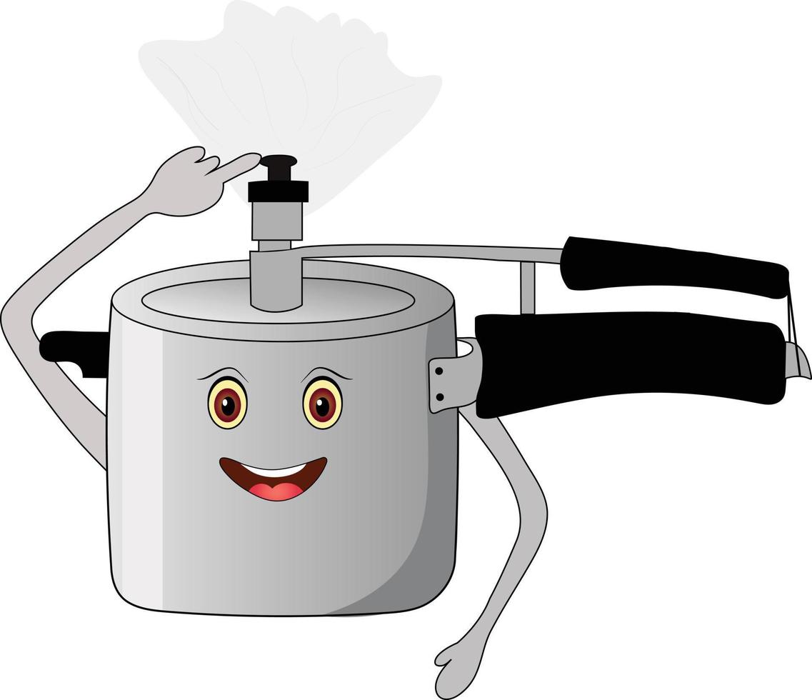 Smiling pressure cooker vector illustration cartoon