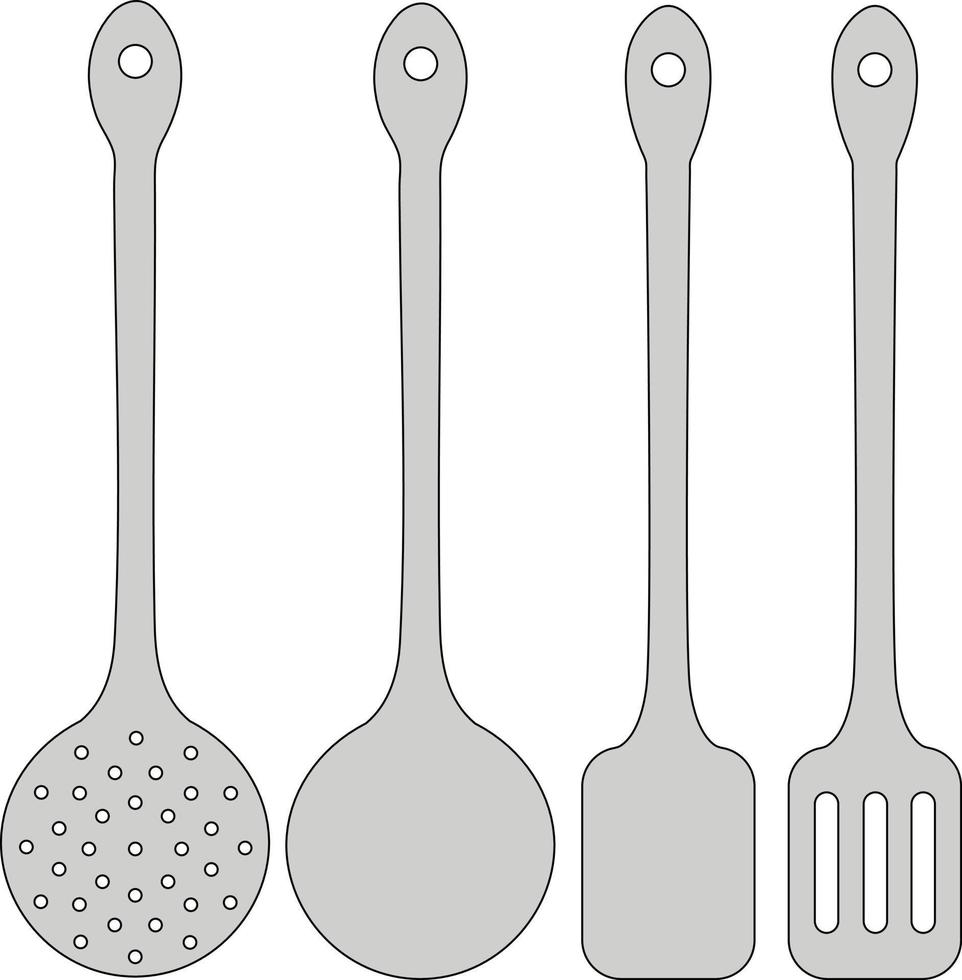 Metallic Spatula Set Vector Illustration