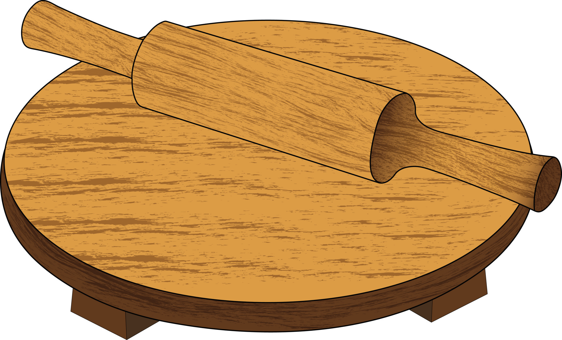 Wooden Rolling Board and Pin for Kitchen Vector Illustration 7630754