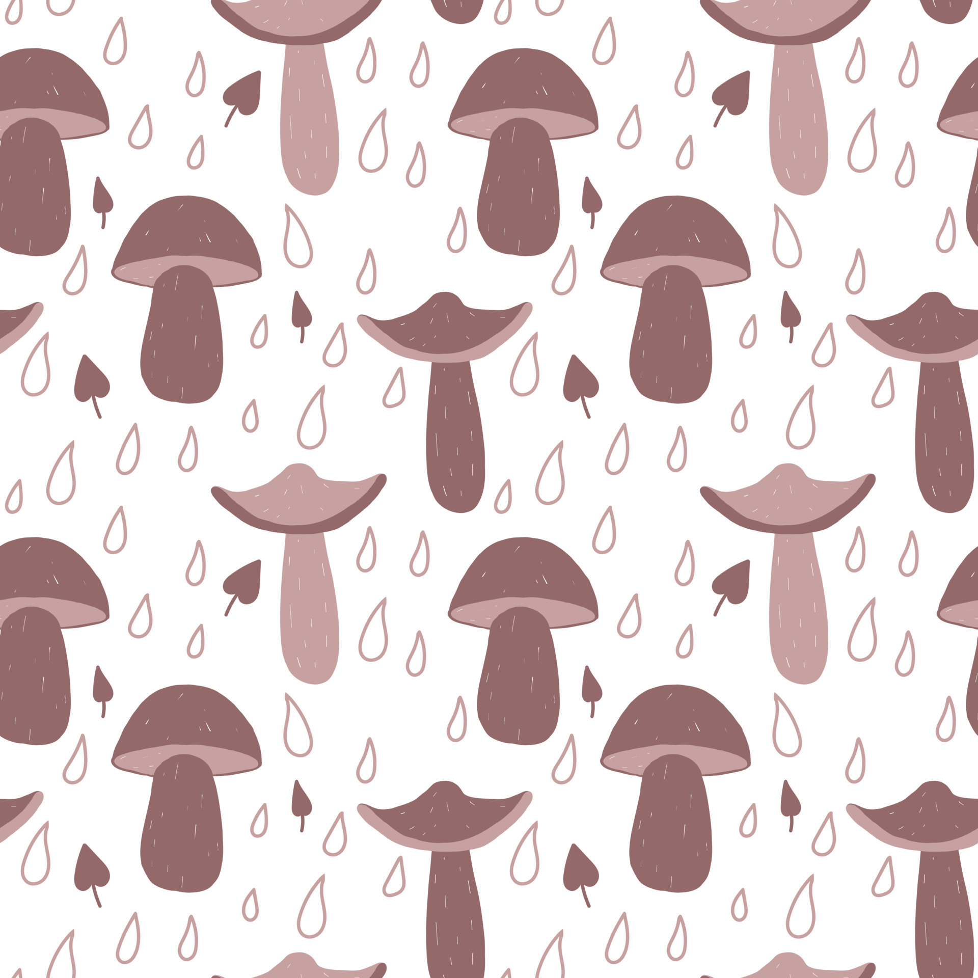 Cartoon mushrooms seamless pattern. Forest endless background. Vector ...