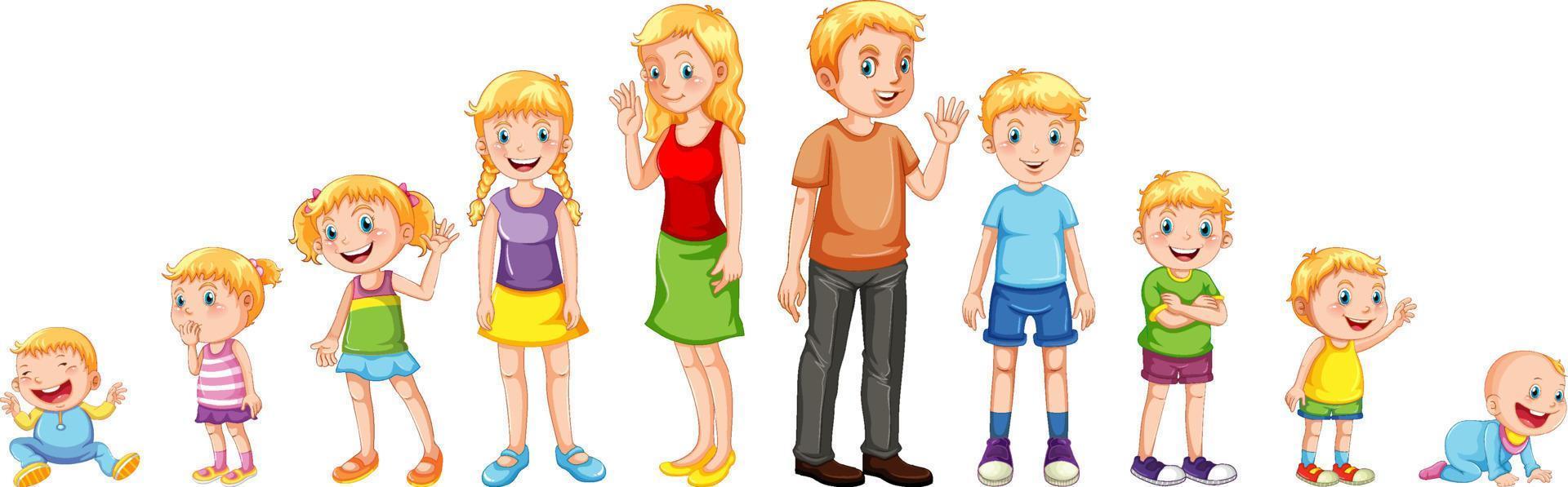 niños en diferentes etapas vector